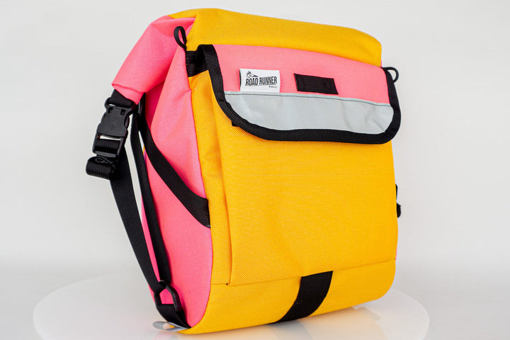 Anywhere Bikepacking Pannier: 15L - The Clint Turmeric and Pink Cordura