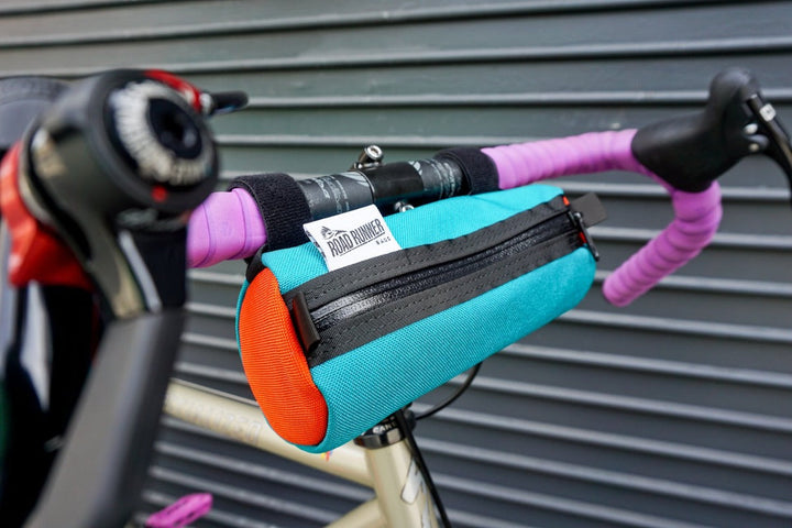Burrito Bag - Handlebar Bag: 1.3L - The Jaystone Teal and Orange Cordura
