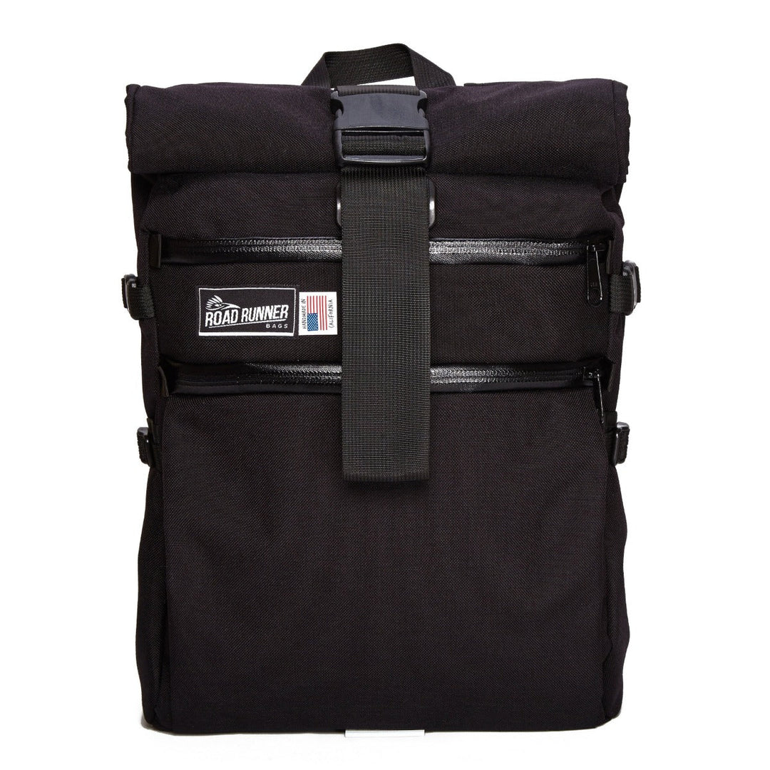 Large Roll Top Backpack: 33L - Black Cordura