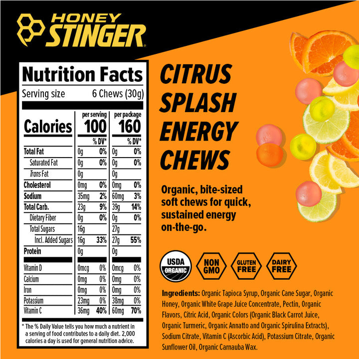 Honey Stinger Citrus Splash Energy Chews Box of 12
