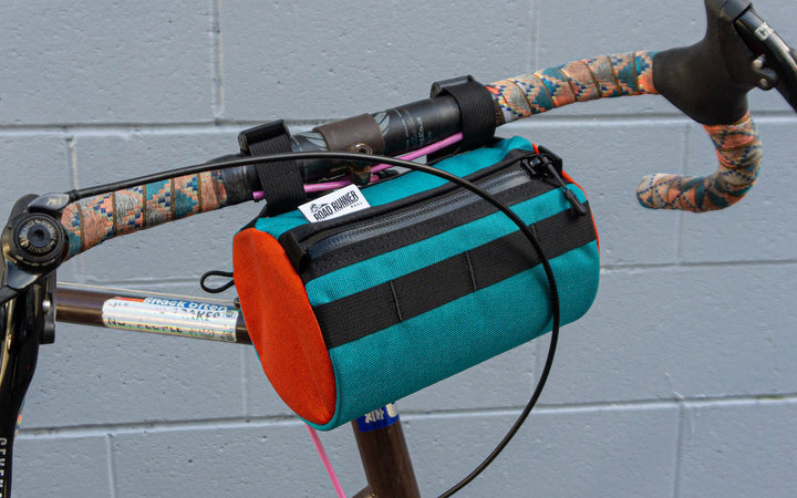 Burrito Supreme - Handlebar Bag: 2.6L - The Jaystone Teal and Orange Cordura